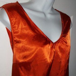 ---  Bright Orange Satin Top Fits Size 16
